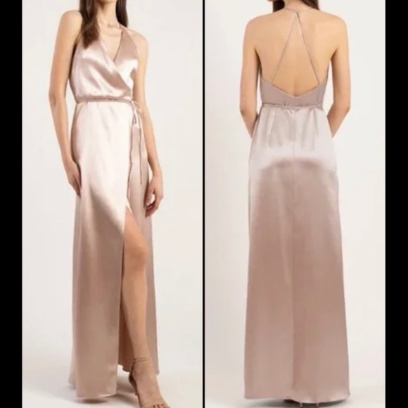 Jenny Yoo Dresses & Skirts - Jenny Yoo Lana Crepe Full Length Maxi Dress Gown Wrap Tie Formal Prom Wedding